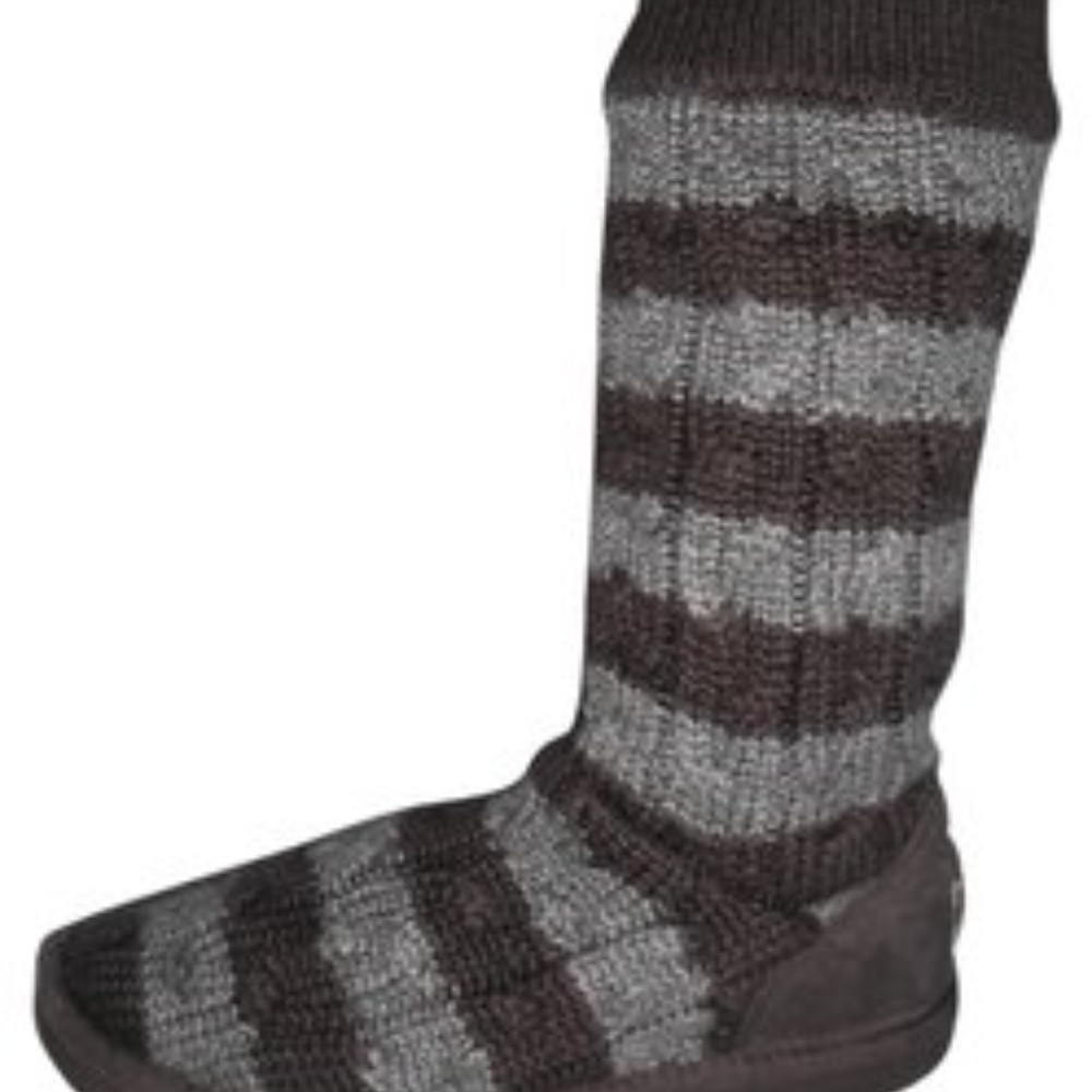 Brown/Grey Stripe Cable Knit Crochet Sweater UGG